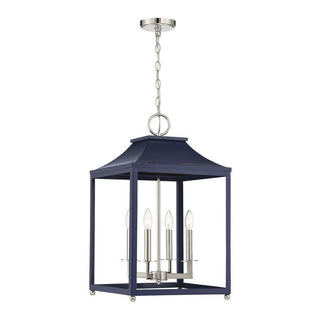 4-Light Pendant in Navy Blue with Polished Nickel Navy Blue with Polished Nickel