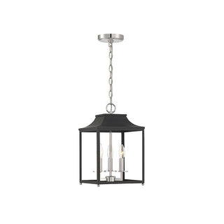 3-Light Pendant in Matte Black with Polished Nickel Matte Black with Polished Nickel