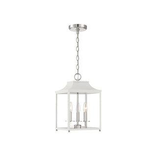 3-Light Pendant in White with Polished Nickel White with Polished Nickel