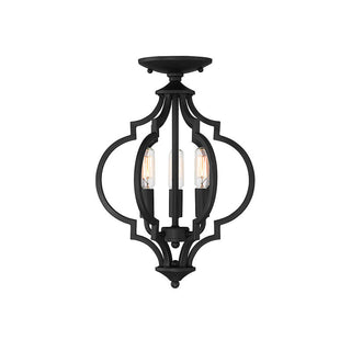 3-Light Convertible Semi-Flush or Pendant in Matte Black Matte Black