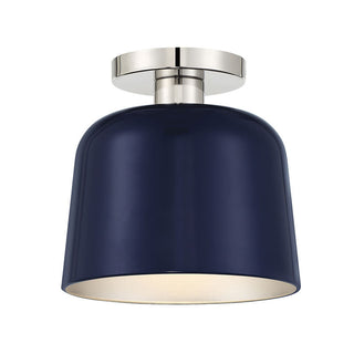 1-Light Ceiling Light in Navy Blue with Polished Nickel Navy Blue with Polished Nickel