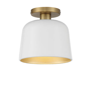 1-Light Ceiling Light in White with Natural Brass White with Natural Brass