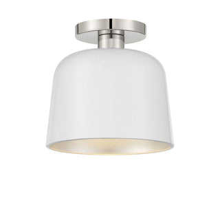 1-Light Ceiling Light in White with Polished Nickel White with Polished Nickel