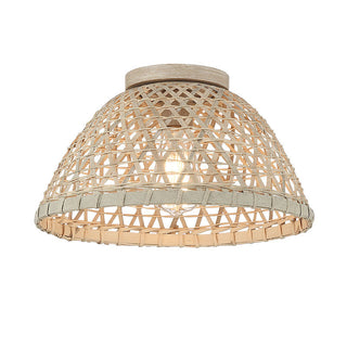 1-Light Ceiling Light in Matte Black and Natural Rattan Matte Black and Natural Rattan