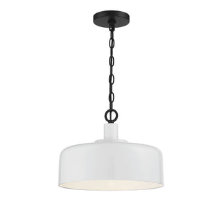 1-Light Pendant in White with Black White with Black