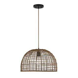 1-Light Pendant in Dark Rattan with A Dark Brown Socket Dark Rattan with a Dark Brown Socket