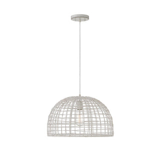 1-Light Pendant in White Rattan with A White Socket  White Rattan with a White Socket