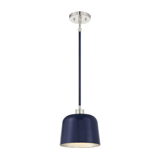 1-Light Pendant in Navy Blue with Polished Nickel Navy Blue with Polished Nickel