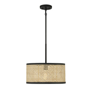 1-Light Pendant in Natural Cane with Matte Black Natural Cane with Matte Black