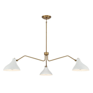 3-Light Pendant in White with Natural Brass White with Natural Brass