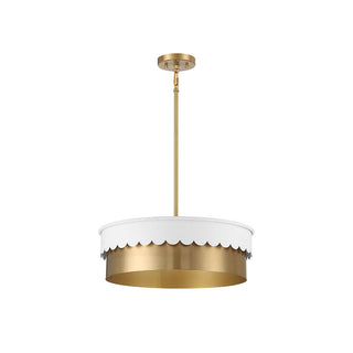 4-Light Pendant in White and Natural Brass White and Natural Brass