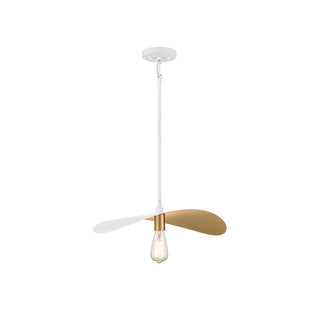 1-Light Pendant in White and Painted Gold White and Painted Gold