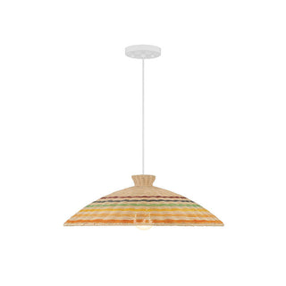 1-Light Pendant in Matte White Matte White and Natural Rattan Color