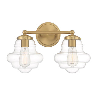 2-Light Bathroom Vanity Light in Natural Brass Natural Brass