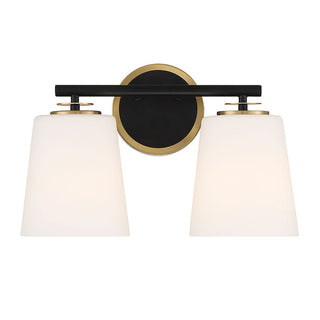 2-Light Bathroom Vanity Light in Matte Black and Natural Brass Matte Black and Natural Brass