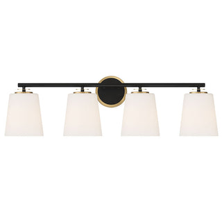 4-Light Bathroom Vanity Light in Matte Black and Natural Brass Matte Black and Natural Brass