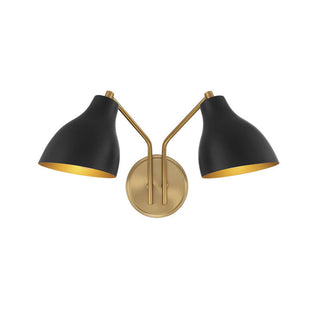 2-Light Wall Sconce in Matte Black with Natural Brass Matte Black with Natural Brass