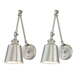 1-Light Adjustable Wall Sconce in Brushed Nickel (Set of 2) Brushed Nickel