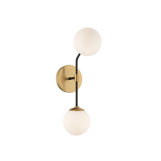 2-Light Wall Sconce in Matte Black and Natural Brass Matte Black and Natural Brass