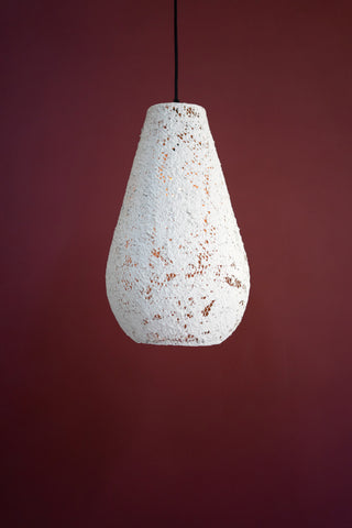 PAPER MACHE HANGING PENDANT LIGHT - WHITE - SMALL