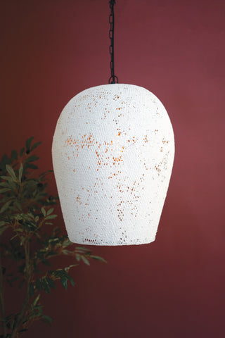 PAPER MACHE HANGING PENDANT LIGHT - WHITE - LARGE