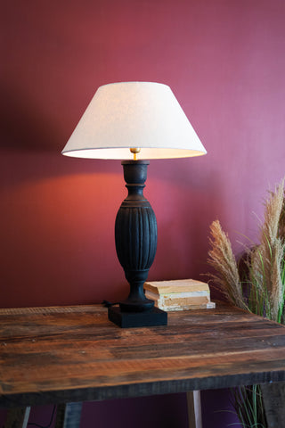 TURNED MANGO WOOD TABLE LAMP BASE - BLACK