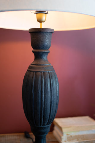 TURNED MANGO WOOD TABLE LAMP BASE - BLACK