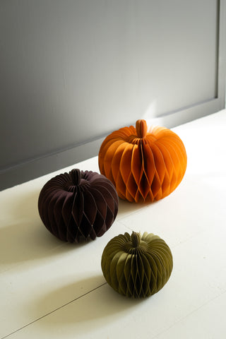 SET OF THREE PAPER ACCORDIAN PUMPKINS