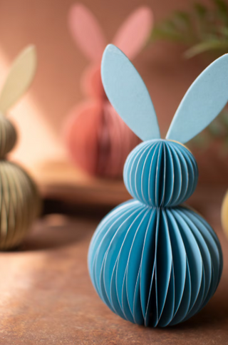 SET OF FOUR PAPER ACCORDION BUNNIES - ONE EACH COLOR