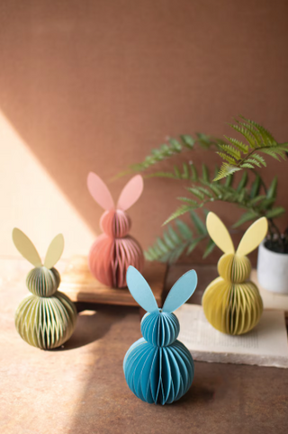 SET OF FOUR PAPER ACCORDION BUNNIES - ONE EACH COLOR