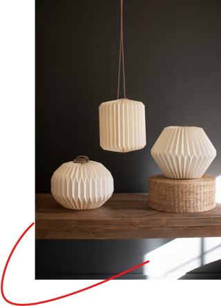 SET OF THREE FOLDING PAPER PENDANT LIGHTS