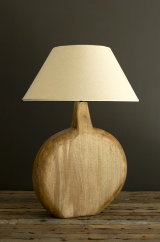 VASE SHAPED WOODEN TABLE LAMP WITH FABRIC SHADE