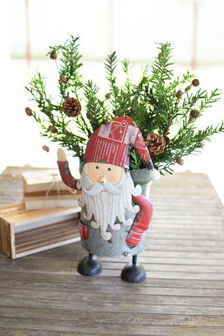 RECYCLED IRON SANTA WITH MILITARY CANISTER