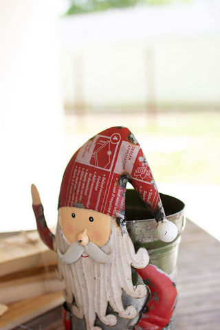 RECYCLED IRON SANTA WITH MILITARY CANISTER