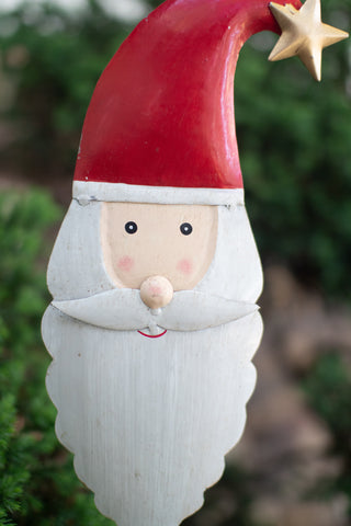 PAINTED IRON SANTA GARDEN STAKE