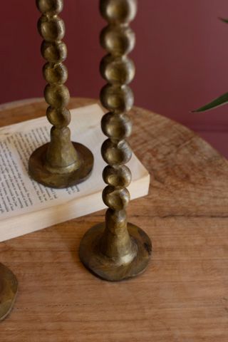 SET OF THREE ANTIQUE BRASS TAPER CANDLE HOLDER