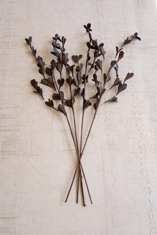 BAG OF 4 FAUX DRIED RUD STICKS ON A STEM - BROWN