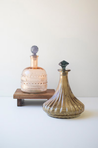 SET OF TWO GLASS DECANTERS - ONE EACH DESIGN