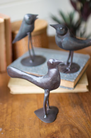 SET OF THREE BLACK ANTIQUE IRON BIRDS