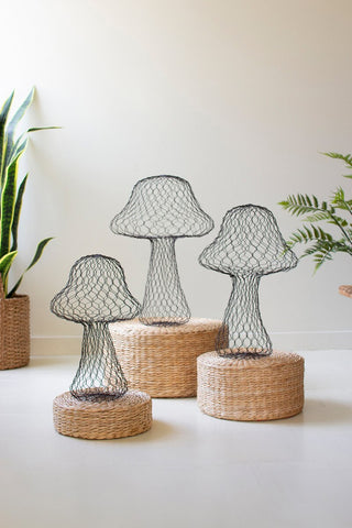 SET OF THREE WIRE MUSHROOMS