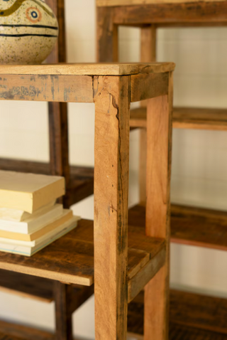 SET OF THREE RECYCLED WOOD SHELVING UNITS