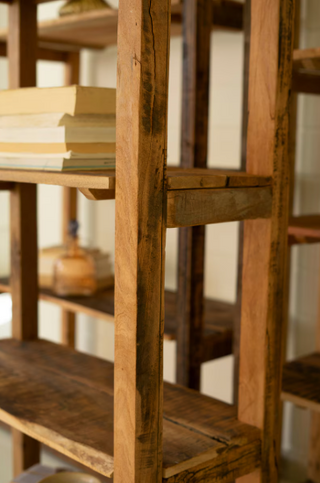 SET OF THREE RECYCLED WOOD SHELVING UNITS