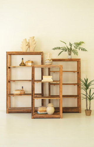 SET OF THREE RECYCLED WOOD SHELVING UNITS