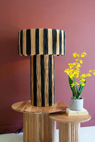 NATURAL AND BLACK RAFFIA TABLE LAMP