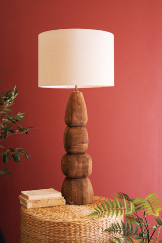 QUAD CARVED MANGO WOOD TABLE LAMP BASE