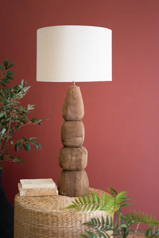 QUAD CARVED MANGO WOOD TABLE LAMP BASE