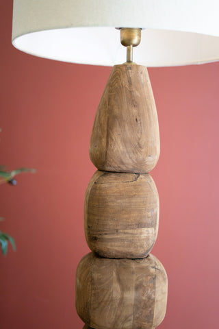 QUAD CARVED MANGO WOOD TABLE LAMP BASE