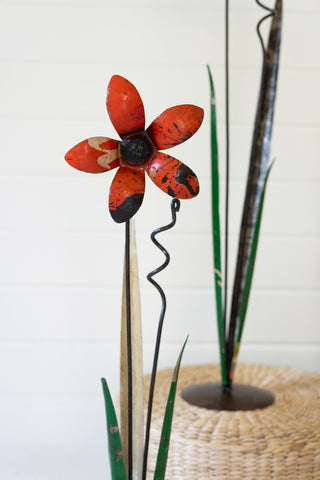 SET OF THREE RECYCLED IRON FLOWERS