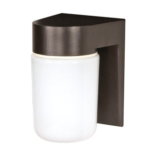 1 Light - 8" - Utility; Wall Mount - With White Glass Cylinder - Bronzotic Finish