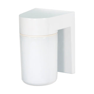 1 Light - 8" - Utility; Wall Mount - With White Glass Cylinder - White Finish